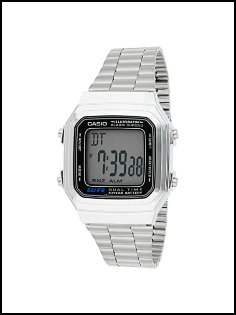Casio Men's Vintage Digital Quartz Watch Stainless Steel Bracelet